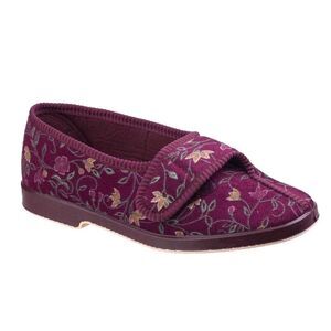 GBS Wilma Womens /Ladies Wide Fit Floral Slipper Shoes /Slippers Sizes 5-11 / Wi